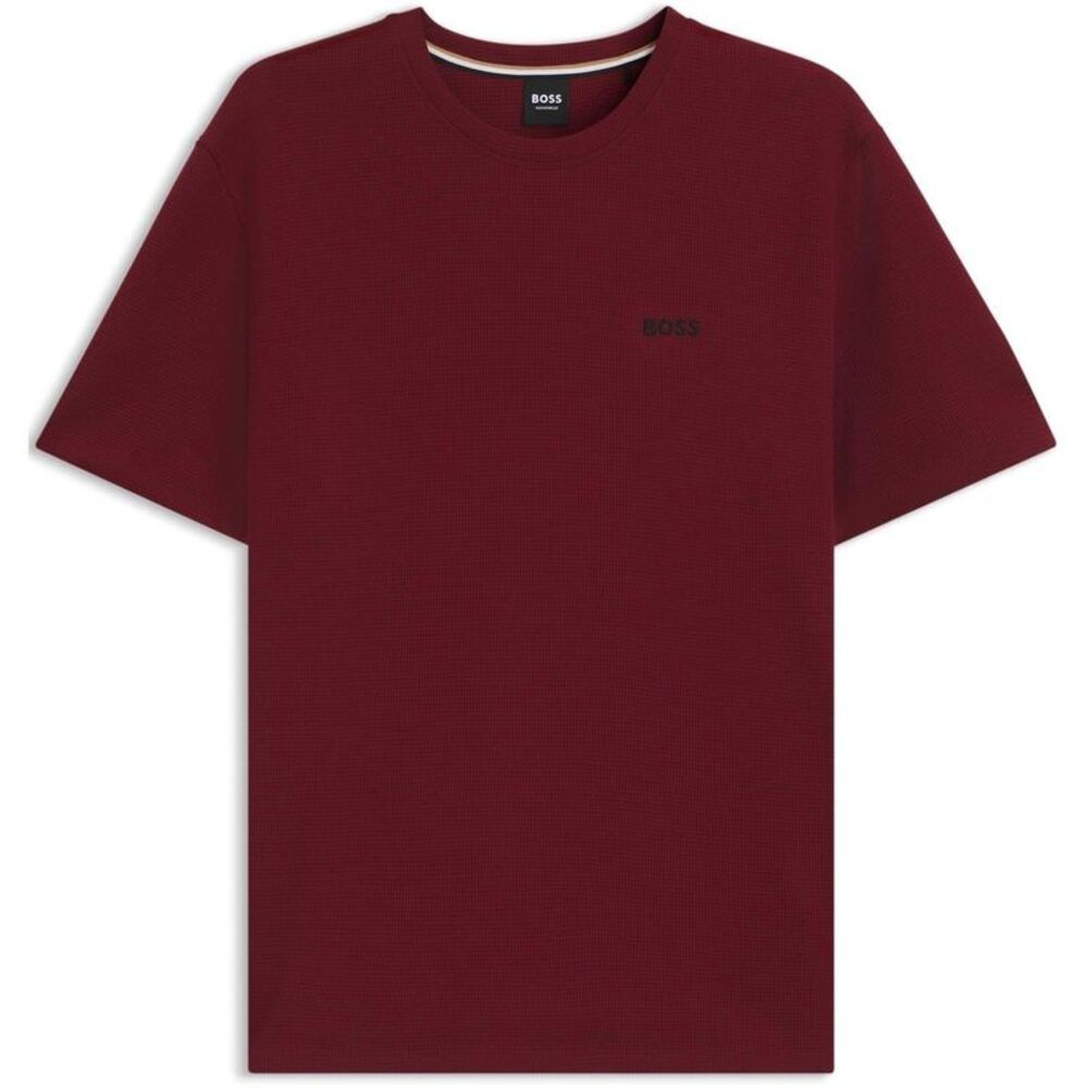 Boss Mens Waffle Knit Pajama Top / Dark Red